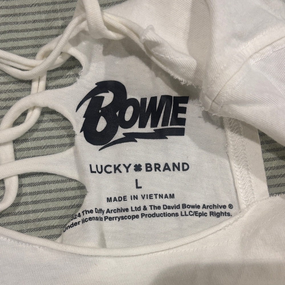 Lucky Brand White Tank with Navy Bowie Logo